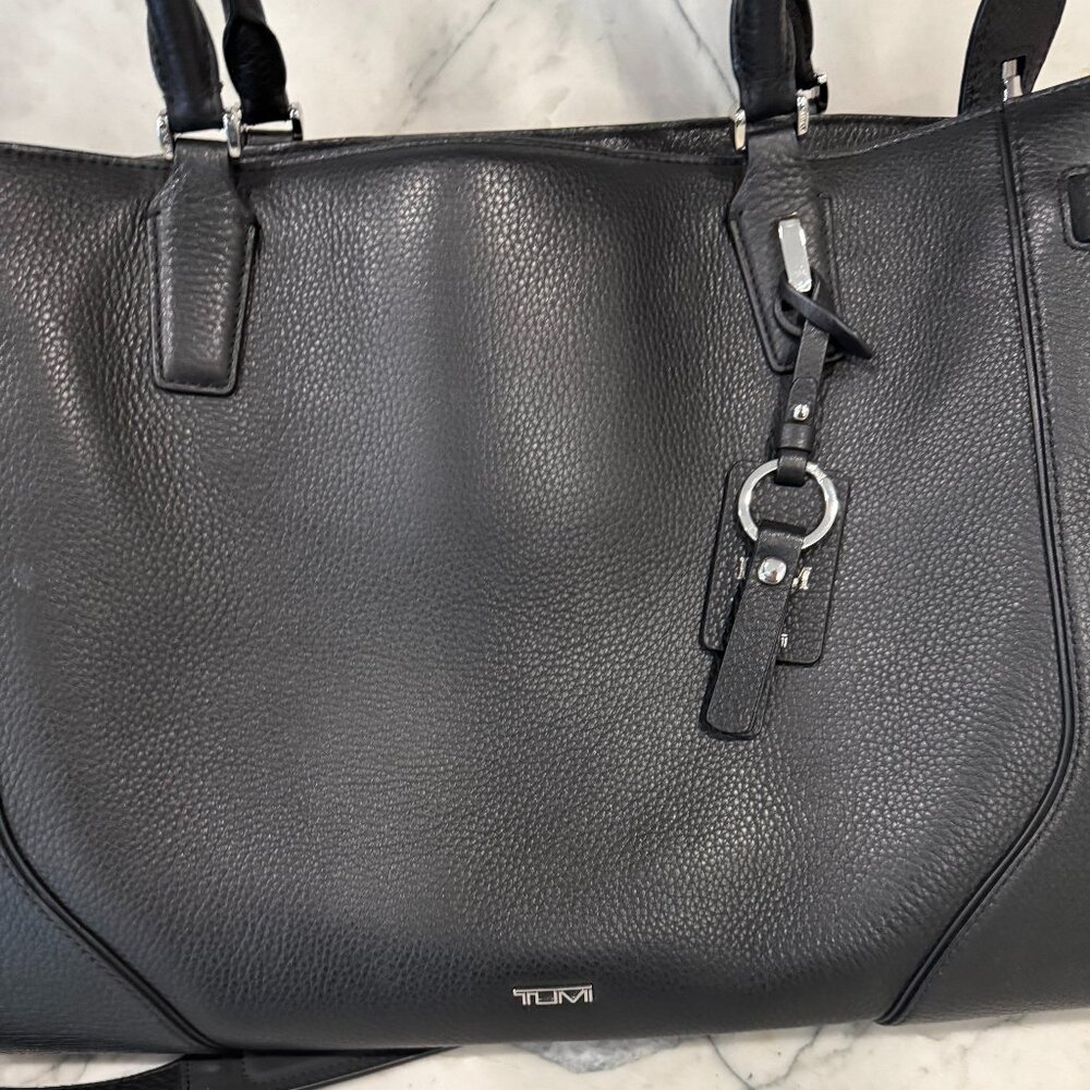 TUMI Black Pebbled Leather Tote